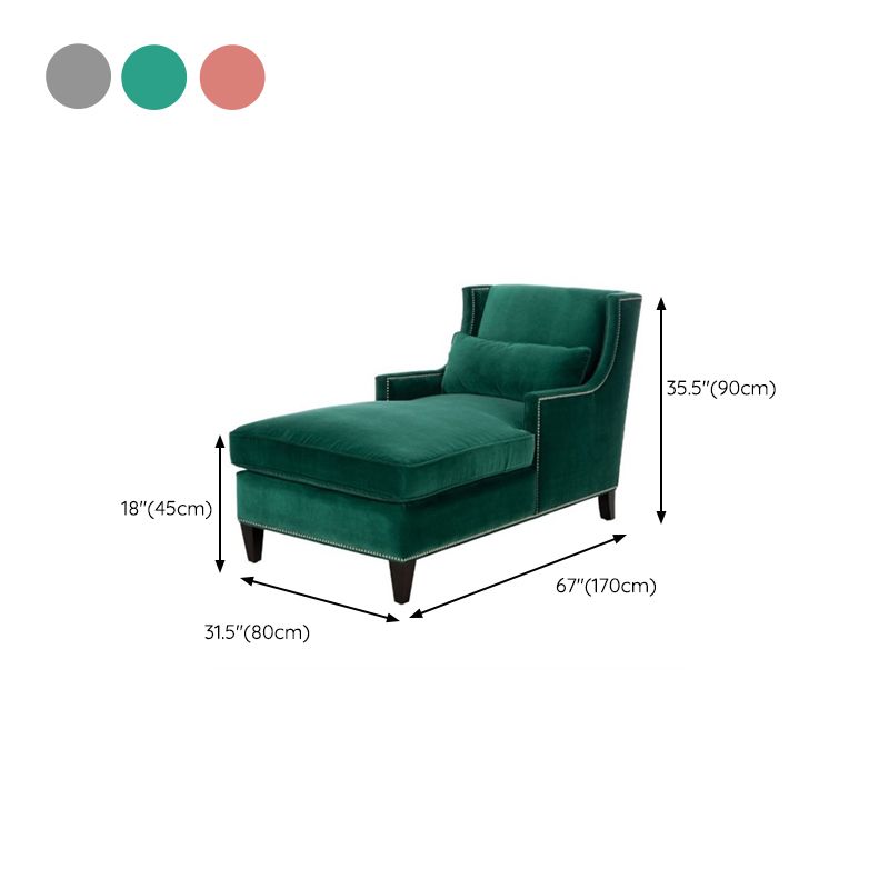 Divano chaise longue moderno imbottito in misto cotone con braccioli quadrati