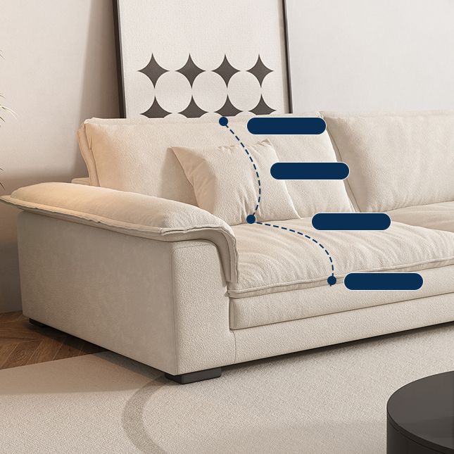 Eigentijdse massief houten kussen bovenarm Stain Resistant Fabric Sofa in beige