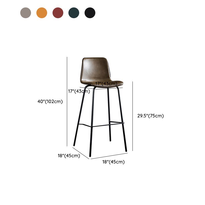 Faux Leather Dining Stools Low Back Bucket Bar Stools with Metal Legs Clearhalo 'Bar Furniture' 'Bar Stools' 'bar_stools' 'furn' 'furn_bar_stools' 'Furniture' 'Kitchen & Dining Furniture' 1200x1200_0ec2cf6d-53c4-4fdc-bab7-3d2193311395
