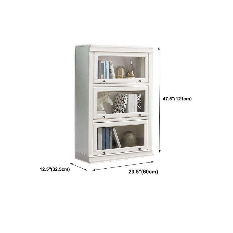 Libreria moderna di stoccaggio chiuso da 12,5 "W White Wohi Legno scaffale con porte di vetro