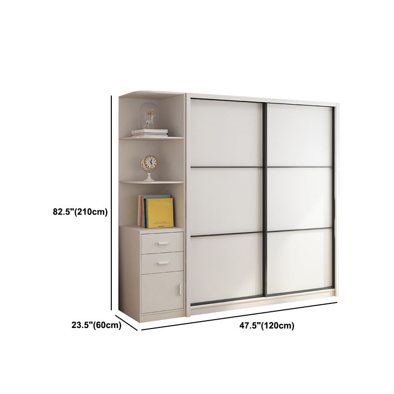 Wit gemanipuleerde houten garderobe armoire moderne schuifgarderobe kast