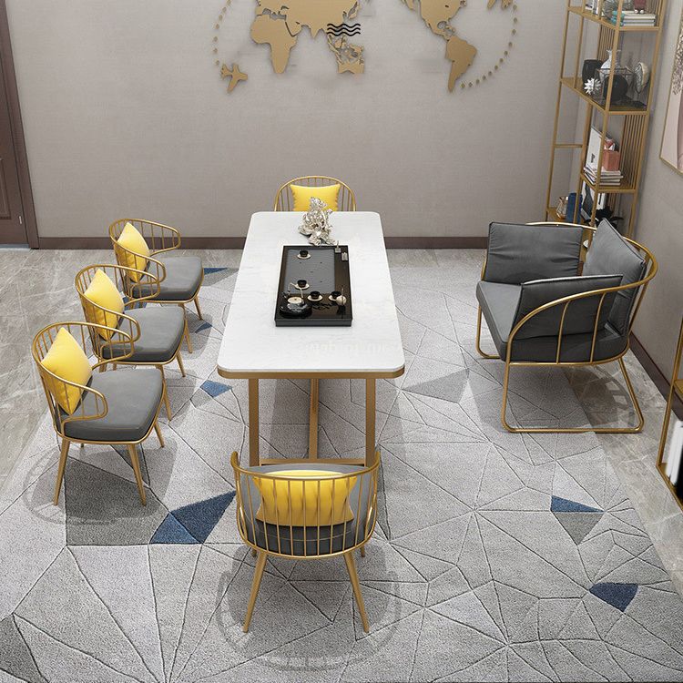モダンな1/7ピースダイニングセット長方形の石のダイニングテーブルリビングルームダイニングルーム