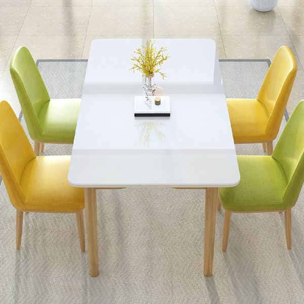 Tavolo da pranzo con vetro bianco rettangolo bianco contemporaneo con gambe