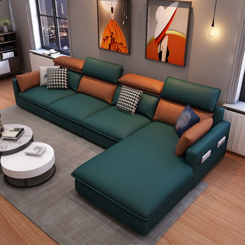 L-Shape Faux leather Square Arm High Back Sectional with Stain-Resistant and Storage Clearhalo 'furn' 'furn_sectionals' 'Furniture' 'furniture_sectionals' 'kitchen' 'kitchen_sectionals' 'Living Room Furniture' 'Sectionals' 1200x1200_0ec6d83c-5578-40b6-8181-e909f1c44586