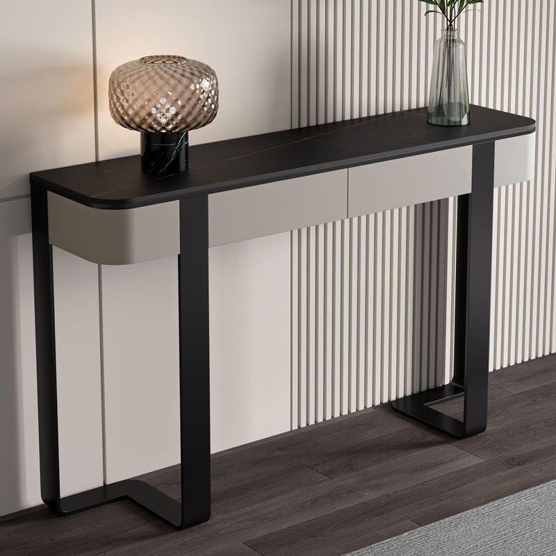Tavolo da console a mezzaluna moderna Tabella di divano console in pietra in oro/grigio/nero