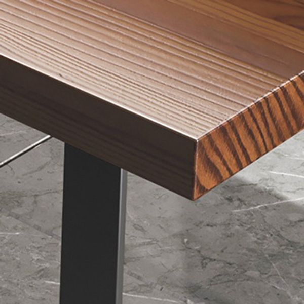 Modern Solid Wood Table Rectangular Pine Wood Dining Table with Black Sled Base Clearhalo 'Dining Tables & Seating' 'Dining Tables' 'dining_table' 'furn' 'furn_dining_table' 'Furniture' 'furniture_dining_table' 'Kitchen & Dining Furniture' 'kitchen' 'kitchen_dining_table' 1200x1200_0ec7cce0-ba33-406f-935d-01eb96f24353