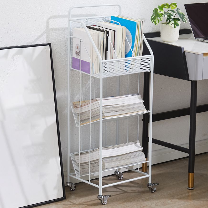 3-Shelf Metal Geometric Bookshelf Contemporary Closed Back Book Shelf,39" H x 11" W Clearhalo 'Bookcases' 'furn' 'furn_bookcases' 'Furniture' 'furniture_bookcases' 'Office Furniture' 1200x1200_0ec87f71-fd9a-4086-a63d-afcae8976642