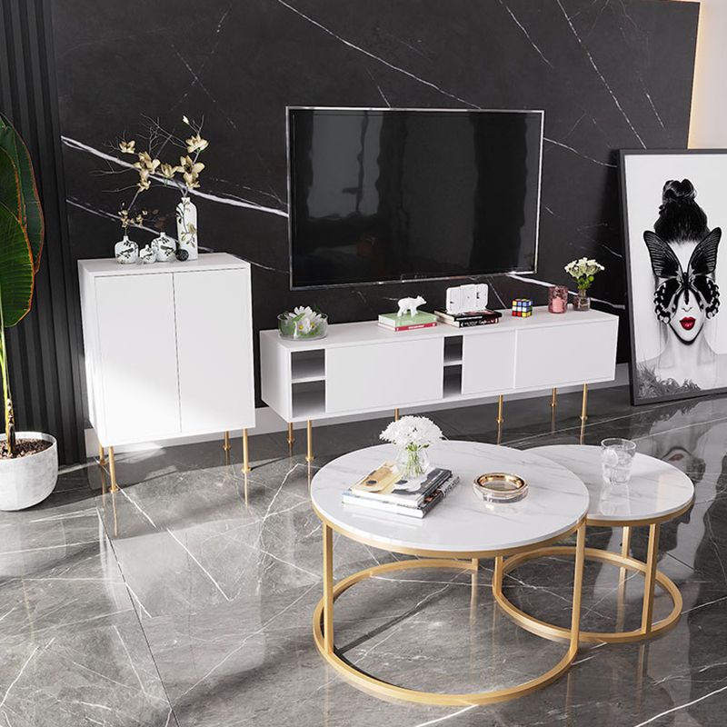 Glam TV Media Stand 16" W Enclosed Storage TV Stand Console with Cabinet Clearhalo 'furn' 'furn_tv_stands_entertainment_centers' 'Furniture' 'Living Room Furniture' 'TV Stands & Entertainment Centers' 'TV Stands & Media Storage Furniture' 'tv_stands_entertainment_centers' 1200x1200_0ec8d5e5-d510-45df-8e97-0acb1bd39050