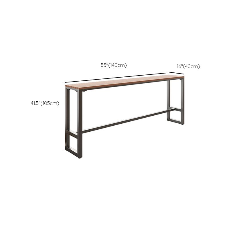 Mesa de bar marrón de 1/5 piezas con taburetes de metal, juego de pub de madera de fabricación industrial