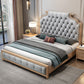 Glam wood Bed Frame Tufted Faux Leather Standard Bed with Headboard Clearhalo 'Bedroom Furniture' 'Beds' 'furn' 'furn_beds' 'Furniture' 1200x1200_0ec9c92f-88eb-411b-8923-b27186bed978