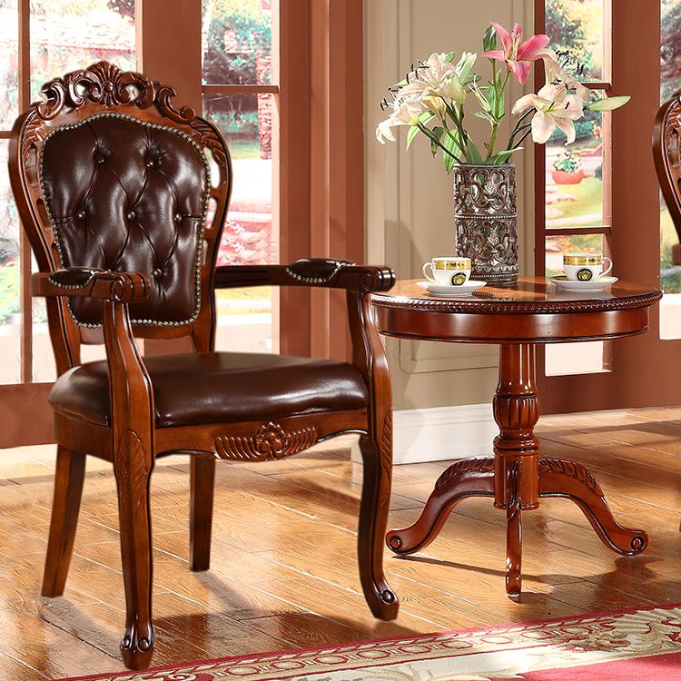 Wood Victorian Style Dining Chair Open Back Dining Side Chair for Home Clearhalo ' kitchen&dining_furn' 'Dining Chairs' 'Dining Tables & Seating' 'dining_chair' 'furn' 'furn_dining_chair' 'Furniture' 'furniture_dining_chair' 'Kitchen & Dining Furniture' 'kitchen' 1200x1200_0ecb200c-dbd7-4781-bdae-22e22ee90893