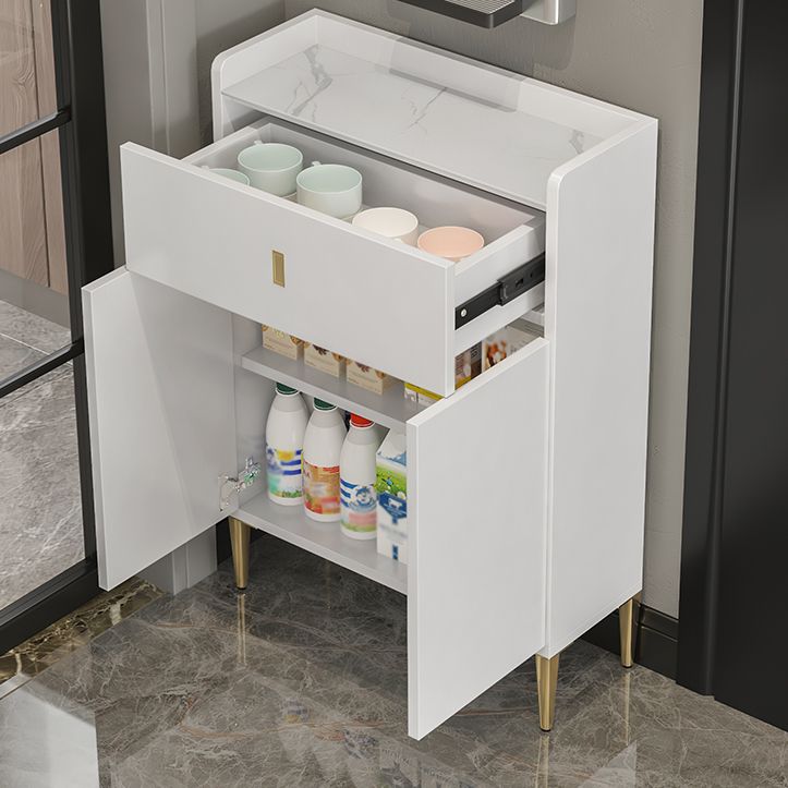 Pista de madera blanca de 1 cortavadora servidor moderno con encimera de piedra para sala de estar