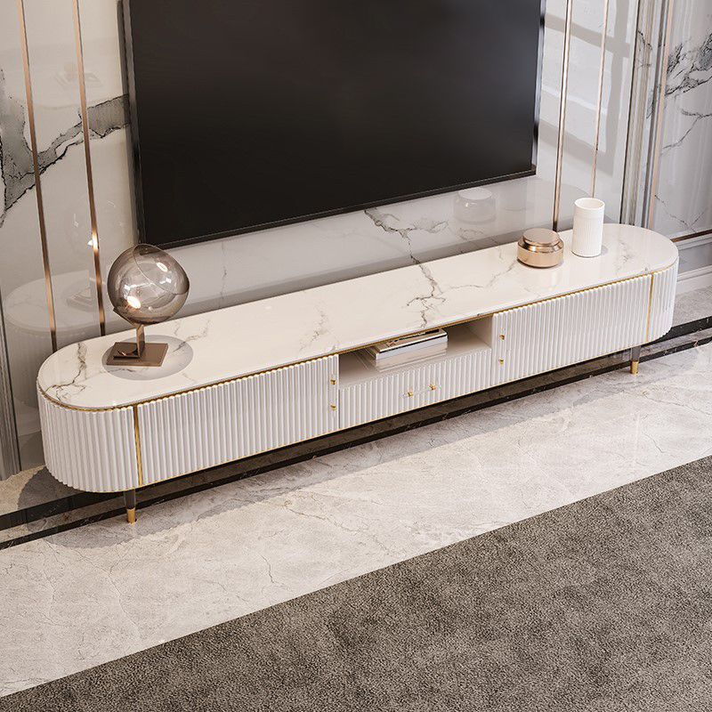 Console porta TV in pietra Console multimediale TV con contenitori aperti con cassetti
