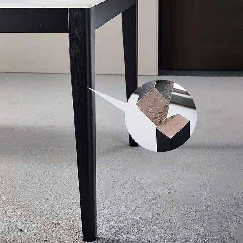 4 Legs Dining Table Industrial Stone Dining Table with Black Frame