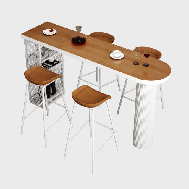 Contemporary Free Form Bar Stool Table Pine Wood Top Bar Table with Storage Clearhalo 'Bar Furniture' 'Bar Tables' 'bar_tables' 'Dining Tables & Seating' 'Dining Tables' 'dining_table' 'furn' 'furn_dining_table' 'Furniture' 'furniture_bar_tables' 'Kitchen & Dining Furniture' 'kitchen&dining_furn' 'kitchen' 1200x1200_0ed51c20-9229-4104-8b4c-f1c8497d0231