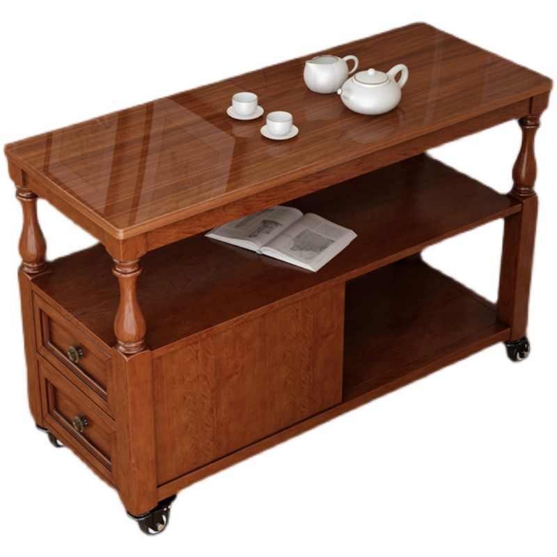 Rectangular Side Table Traditional Glossy End Table with Drawer and Shelf Clearhalo 'Coffee & Accent Tables' 'End & Side Tables' 'end_side_table' 'end_side_tables' 'furn' 'furn_end_side_tables' 'Furniture' 'furniture_end_side_table' 'Living Room Furniture' 1200x1200_0ed53be3-f88d-4f3d-b77e-661e76ea5b45