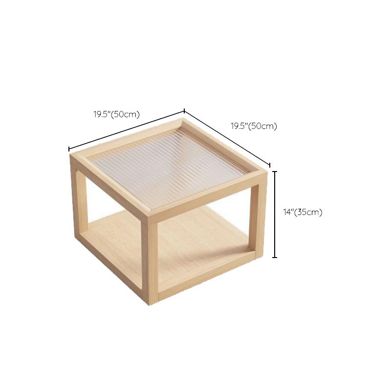 Contemporary Rectangle Coffee Table with Glass Top and Pine Wood Base Clearhalo 'Coffee & Accent Tables' 'Coffee Tables' 'coffee_tables' 'furn' 'furn_coffee_tables' 'Furniture' 'Living Room Furniture' 1200x1200_0ed7ba1e-84dc-4d1f-b4f2-5b108bfb5eaf