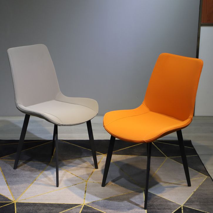 Minimalist Style Faux Leather Dining Chairs Solid Back Armless Side Chairs (Set of 2) Clearhalo ' kitchen&dining_furn' 'Dining Chairs' 'Dining Tables & Seating' 'dining_chair' 'furn' 'furn_dining_chair' 'Furniture' 'furniture_dining_chair' 'Kitchen & Dining Furniture' 'kitchen' 1200x1200_0edb158e-d7c4-4611-8fd9-dff301324fd9