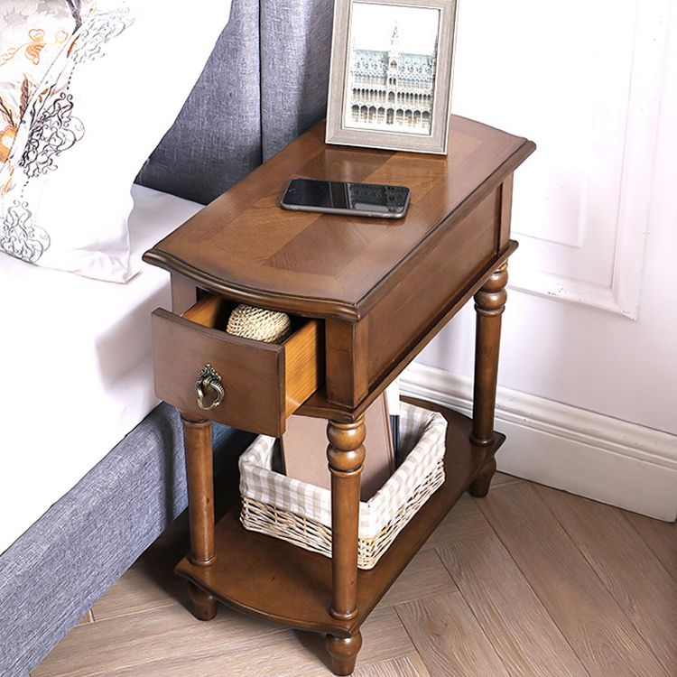 Mesa de extremo rectangular moderna 23 "de altura 4 patas de madera maciza mesa auxiliar