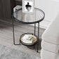 Modern 23.62" Tall Iron Frame End Table Round Glass Top Side Table with Shelf