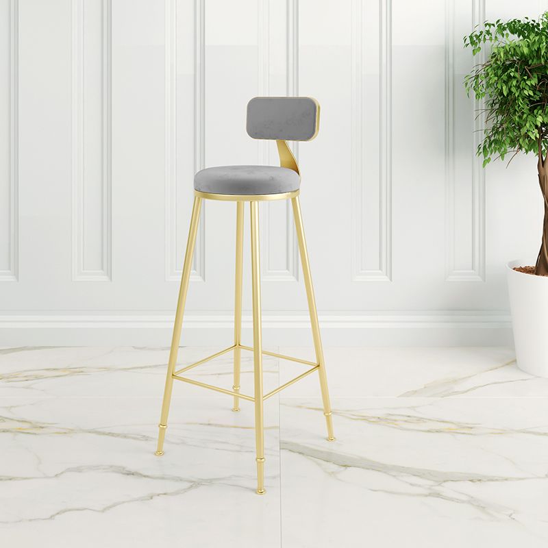 Glam Backrest Armless Counter Stool Iron Cafe Bar Stool with Suede Cushion Clearhalo 'Bar Furniture' 'Bar Stools' 'bar_stools' 'furn' 'furn_bar_stools' 'furniture_bar_stools' 'Kitchen & Dining Furniture' 'kitchen&dining_furn' 'kitchen' 'kitchen_furn' Furniture' 1200x1200_0ee25605-ab21-4ef9-8904-afdcc74a9d9f
