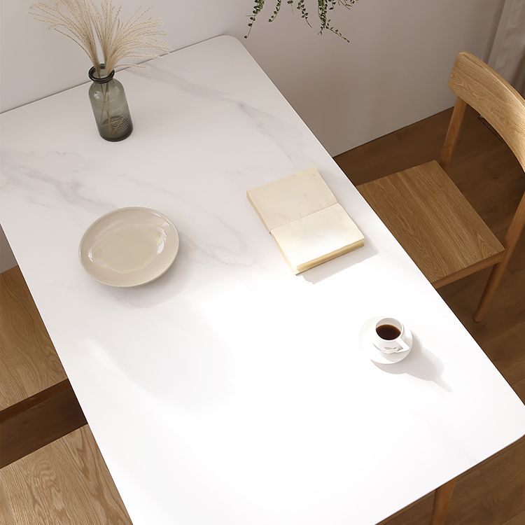 Contemporary White Rectangle Shape Table Sintered Stone Standard Dining Table for Kitchen Clearhalo ' dining_table' 'Dining Tables & Seating' 'Dining Tables' 'furn' 'furn_dining_table' 'Furniture' 'furniture_dining_table' 'Kitchen & Dining Furniture' 'kitchen&dining_furn' 'kitchen' 'kitchen_dining_table' 1200x1200_0ee578e3-5a2a-4def-8240-8d051d490587