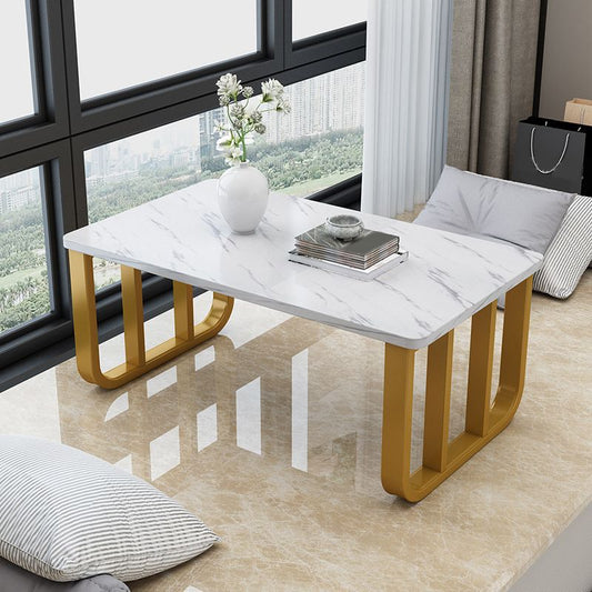 Contemporary Rectangular Coffee Table Faux Wood Sled Cocktail Table