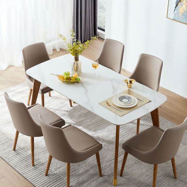 Wit eigentijdse rechthoekige stenen eettafel met 4 voet