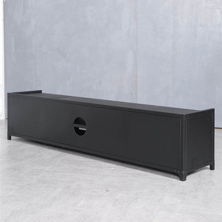 Industrial Style Metal TV Stand Black Colour Cable Management TV Console