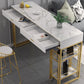 Ensemble de Table de pub de Style Glam, ensemble de comptoir en pierre rectangulaire de 1/3 pièces pour salle à manger
