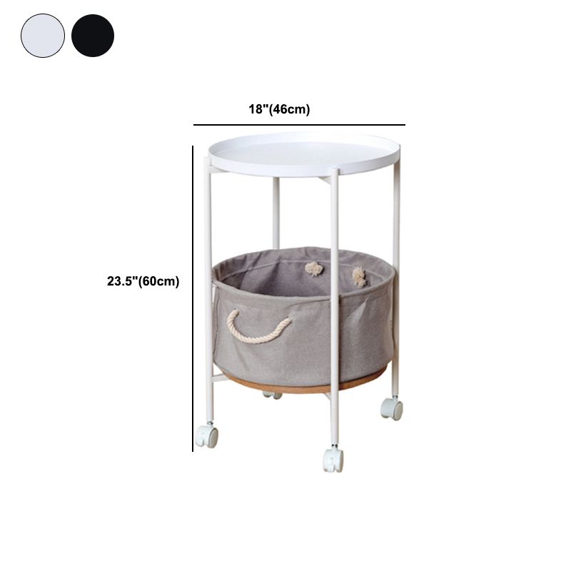 Mid-Century 4 Legs End Table Round Side End Table with Storage