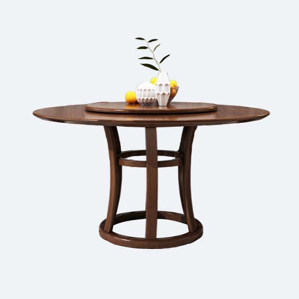 Round Pedestal Casual Dining Table Wood Color Fixed Turntable of Rubberwood Solid Wood Clearhalo ' dining_table' 'Dining Tables & Seating' 'Dining Tables' 'furn' 'furn_dining_table' 'Furniture' 'furniture_dining_table' 'Kitchen & Dining Furniture' 'kitchen&dining_furn' 'kitchen' 'kitchen_dining_table' 1200x1200_0eedcea8-17f7-4feb-bed3-2c04b910da3e