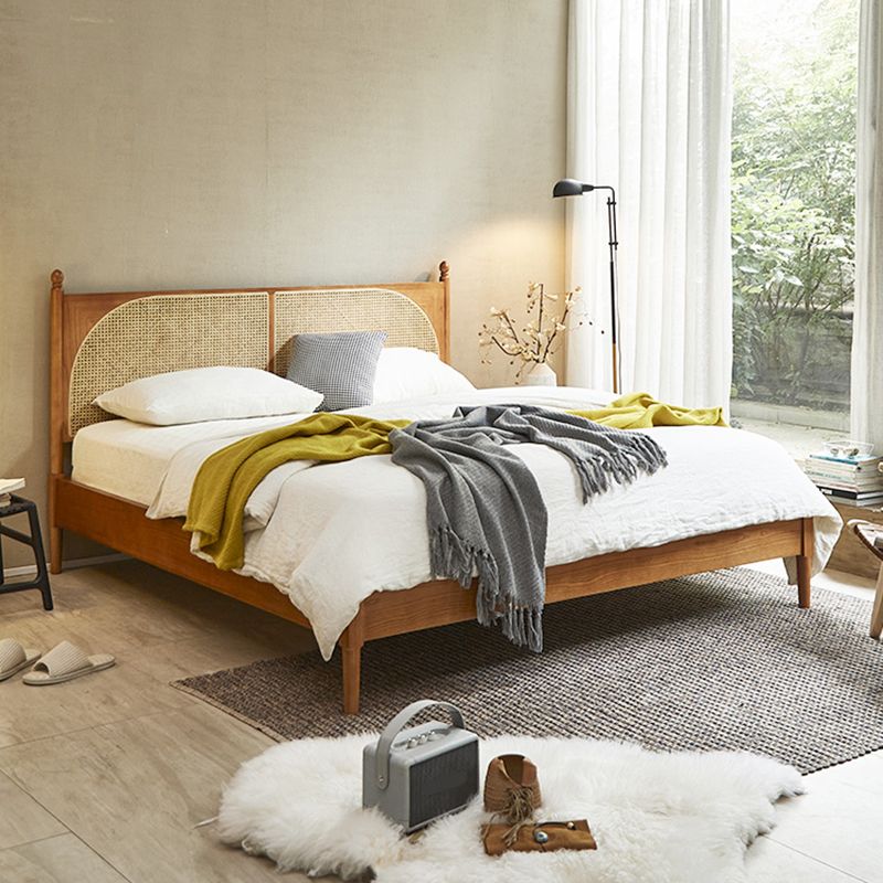 Tropical Standard Bed Solid Wood Solid Color Panel Bed with Headboard Clearhalo 'Bedroom Furniture' 'Beds' 'furn' 'furn_beds' 'Furniture' 1200x1200_0eee77d1-0585-4e3f-a8ac-25deff9467b7