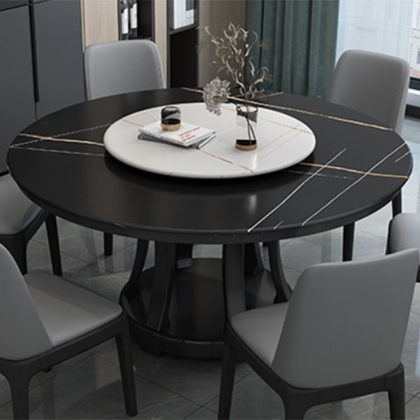 Contemporary Sintered Stone Round Dining Table Standard Kitchen Dining Table with Pedestal Base Clearhalo ' dining_table' 'Dining Tables & Seating' 'Dining Tables' 'furn' 'furn_dining_table' 'Furniture' 'furniture_dining_table' 'Kitchen & Dining Furniture' 'kitchen&dining_furn' 'kitchen' 'kitchen_dining_table' 1200x1200_0ef0bcb5-1761-47c4-a5b7-7fa2897cf528
