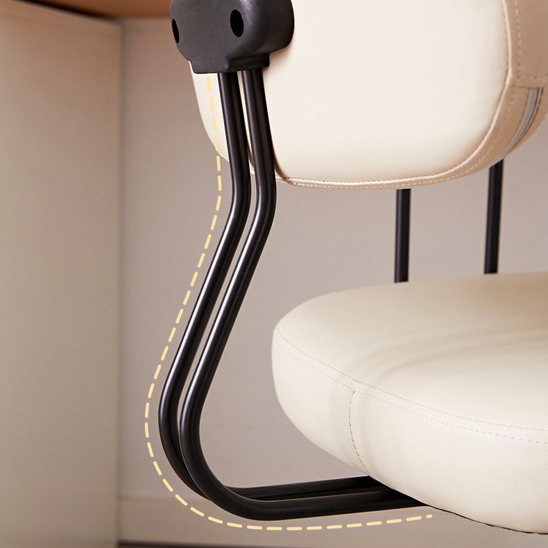 Silla de oficina de armas fijas modernas cuero sin angustia silla de portaobjetos ergonómico con ruedas