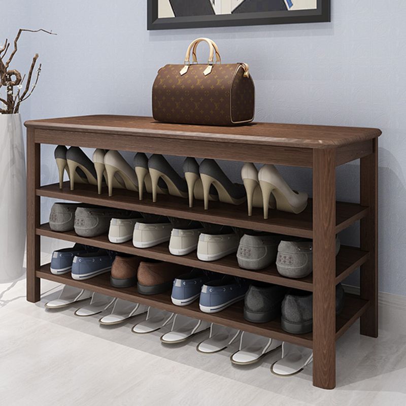 Contemporary Rubber Wood Bench Rectangle Seating Bench in Brown with Storage Clearhalo 'Benches' 'Chairs & Seating' 'furn' 'furn_benches' 'Furniture' 'Living Room Furniture' 1200x1200_0ef19b42-6f99-49b1-8bcb-0c15ee3449f1