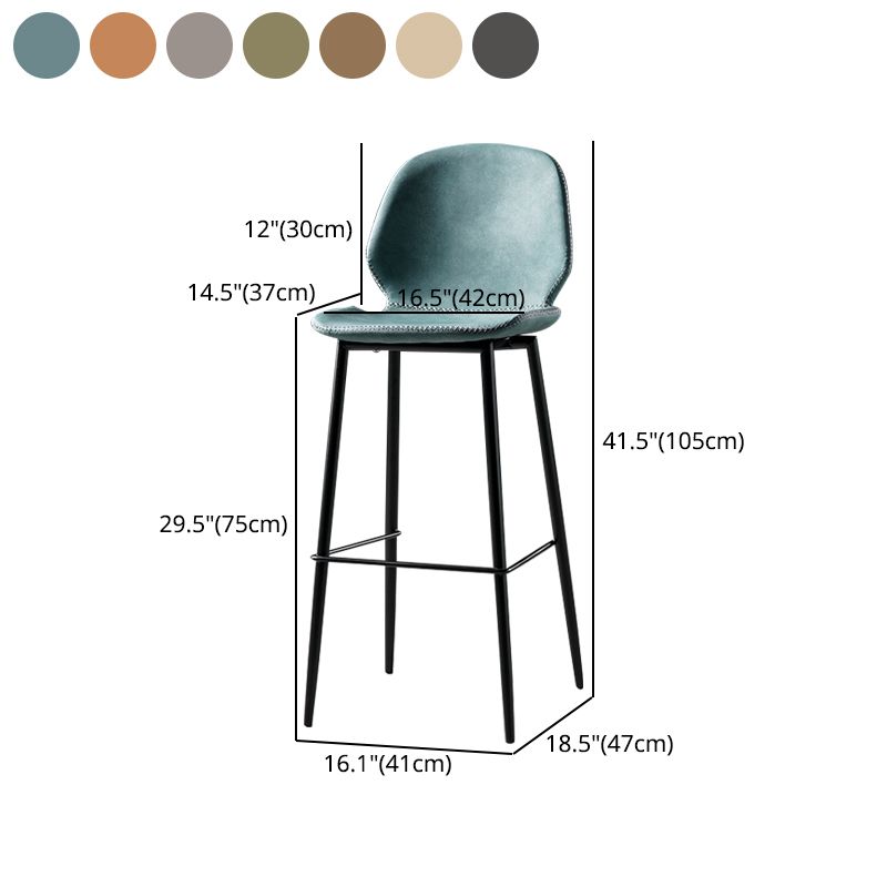 Scandinavian Matte Finish Leather Barstool Footrest Coffee Shop Stool Clearhalo 'Bar Furniture' 'Bar Stools' 'bar_stools' 'furn' 'furn_bar_stools' 'Furniture' 'furniture_bar_stools' 'Kitchen & Dining Furniture' 1200x1200_0ef21d34-0f3a-4ded-8e9e-bf724634fad9