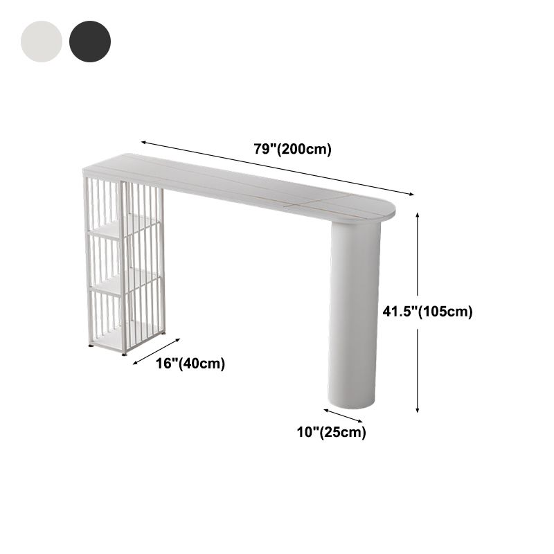 Contemporary Bar Dining Table with Shelves Indoor Bar Height Table Iron Base Clearhalo 'Bar Furniture' 'Bar Tables' 'bar_tables' 'furn' 'furn_bar_tables' 'Furniture' 'furniture_bar_tables' 'Kitchen & Dining Furniture' 'kitchen&dining_furn' 'kitchen' 1200x1200_0ef39176-fbb0-47a1-8b7c-241c77d69057