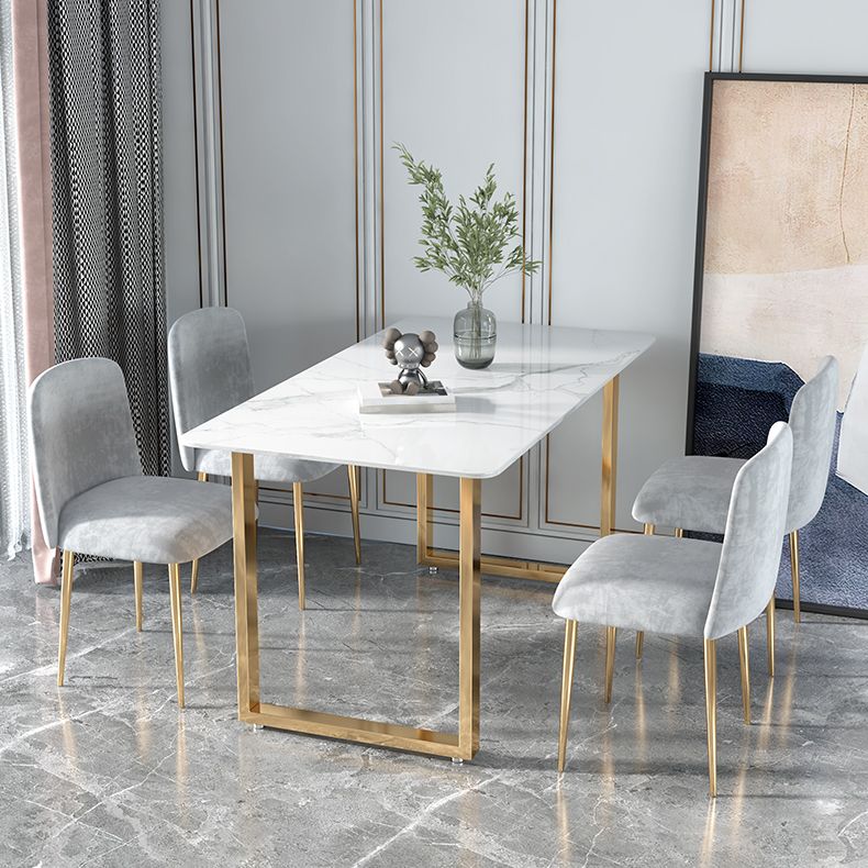 Glam Iron Dining Table Set 1/2/5 Pieces Rectangle White Sintered Stone Top Dinette Set Clearhalo 'Dining Room Sets' 'Dining Tables & Seating' 'dining_room_set' 'furn' 'furn_dining_room_set' 'Furniture' 'furniture_dining_room_set' 'Kitchen & Dining Furniture' 1200x1200_0ef3d029-12db-4939-b92c-258e2d0fcff7