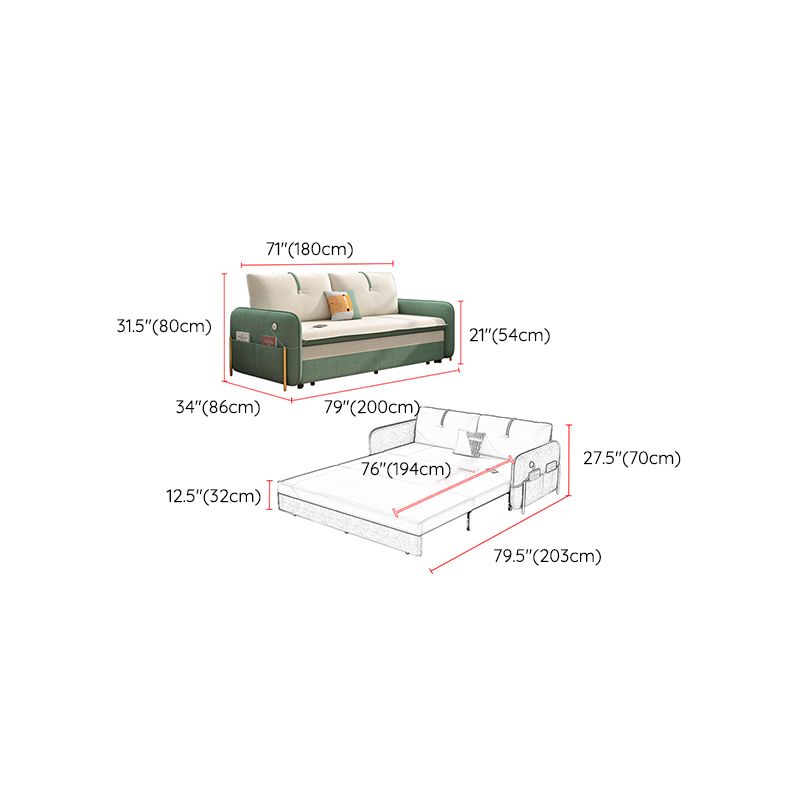 33"H Glam Futon Sofa Bed Futon White Cushion Back Sleeper Sofa with Storage