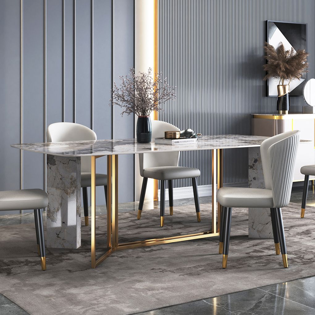 Glam Style 1/4/5/6/7 Pieces Dining Set Rectangle Sintered Stone Dining Table Set Clearhalo 'Dining Room Sets' 'Dining Tables & Seating' 'dining_room_set' 'furn' 'furn_dining_room_set' 'Furniture' 'furniture_dining_room_set' 'Kitchen & Dining Furniture' 'kitchen&dining_furn' 'kitchen' 1200x1200_0ef5616e-a537-4dc9-ba18-4fb4d988e967