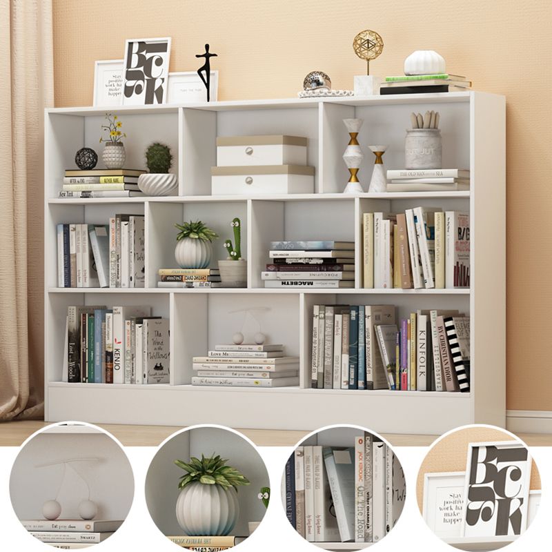 Floor Closed Back Bookshelf Modern Engineered Wood Shelf Bookcase for Home