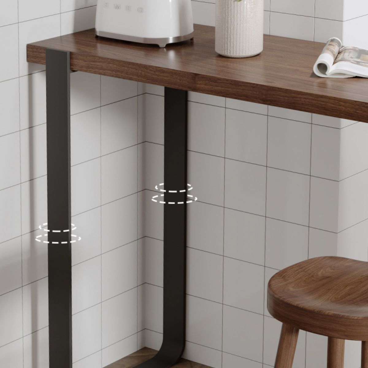 Juego de mesa de Bar y Pub de madera maciza de pino, mesa de Bar rectangular de 1/3 Uds. Y taburetes sin respaldo