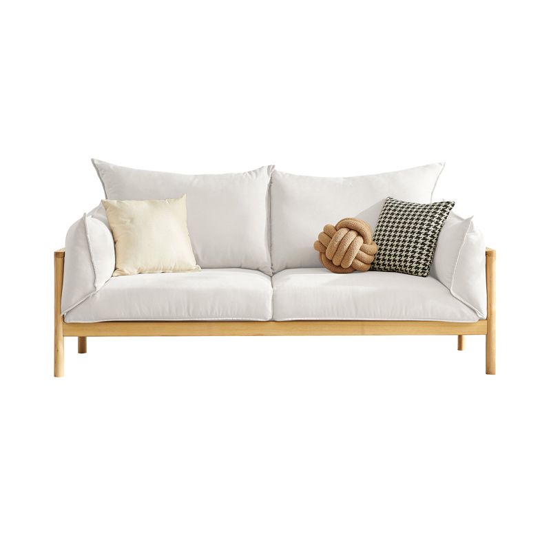 Modern 37" H Linen Wood Frame Square Arm Loveseat for Living Room