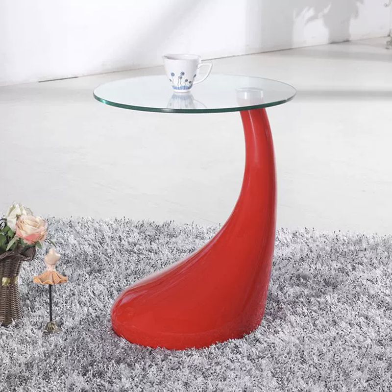 Contemporary End Table Glass Round Plastic Pedestal Living Room Side Table Clearhalo 'Coffee & Accent Tables' 'End & Side Tables' 'end_side_tables' 'furn' 'furn_end_side_tables' 'Furniture' 'Living Room Furniture' 1200x1200_0ef85ba2-f236-4f71-87f2-e8d0aae0d48a