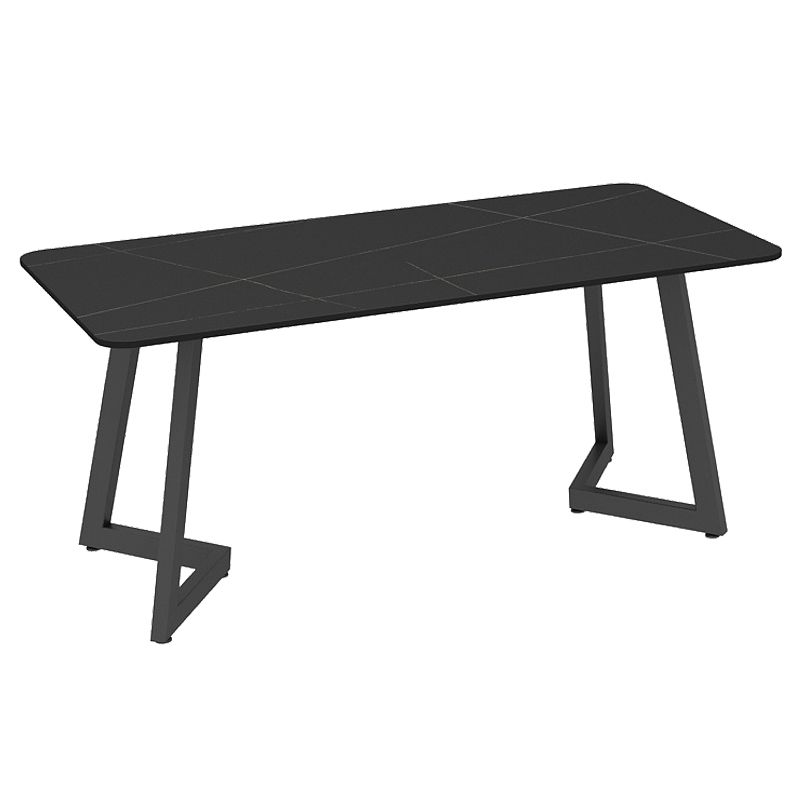 Industrial Style Sintered Stone Dinner Room Kitchen Table Black Table with Metal Base Clearhalo ' dining_table' 'Dining Tables & Seating' 'Dining Tables' 'furn' 'furn_dining_table' 'Furniture' 'furniture_dining_table' 'Kitchen & Dining Furniture' 'kitchen&dining_furn' 'kitchen' 'kitchen_dining_table' 1200x1200_0ef8fd08-bbbd-47ad-a568-138f5025b119