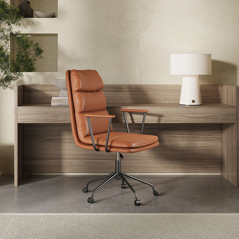 Contemporary Arms Included Task Chair Leather Desk Chair for Office Clearhalo 'furn' 'furn_office_chair' 'Furniture' 'Office Chairs' 'Office Furniture' 'office_chair' 1200x1200_0efe28a3-9e3e-4a7c-b9c6-afe2a87dcaaa