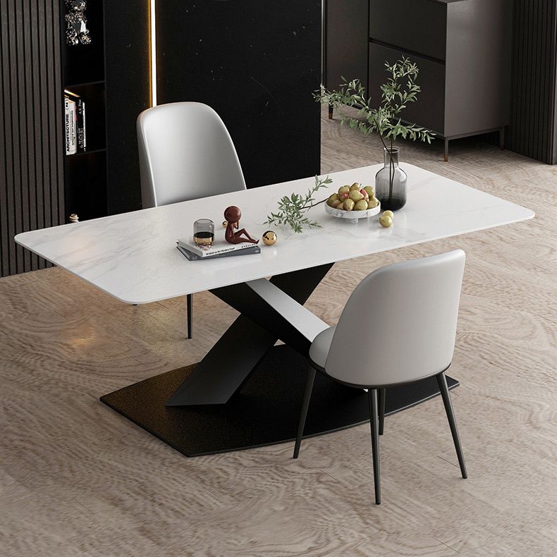 Moderne rechthoekige dinetteset 1/2/5/7-delige eettafelset met blad van gesinterd steen