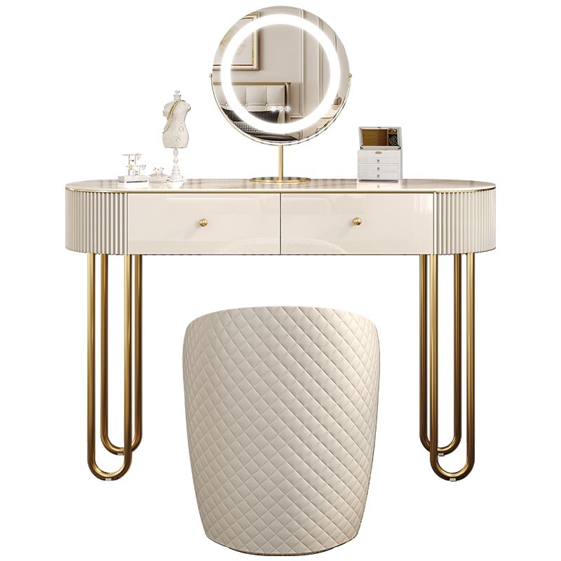 Glama -Waschtisch, 2 Aufbewahrungsschubladen mit gepolstertem Hocker in Beige