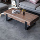Solid Wood Sled Coffee Cocktail Table in Brown of 17.7" High